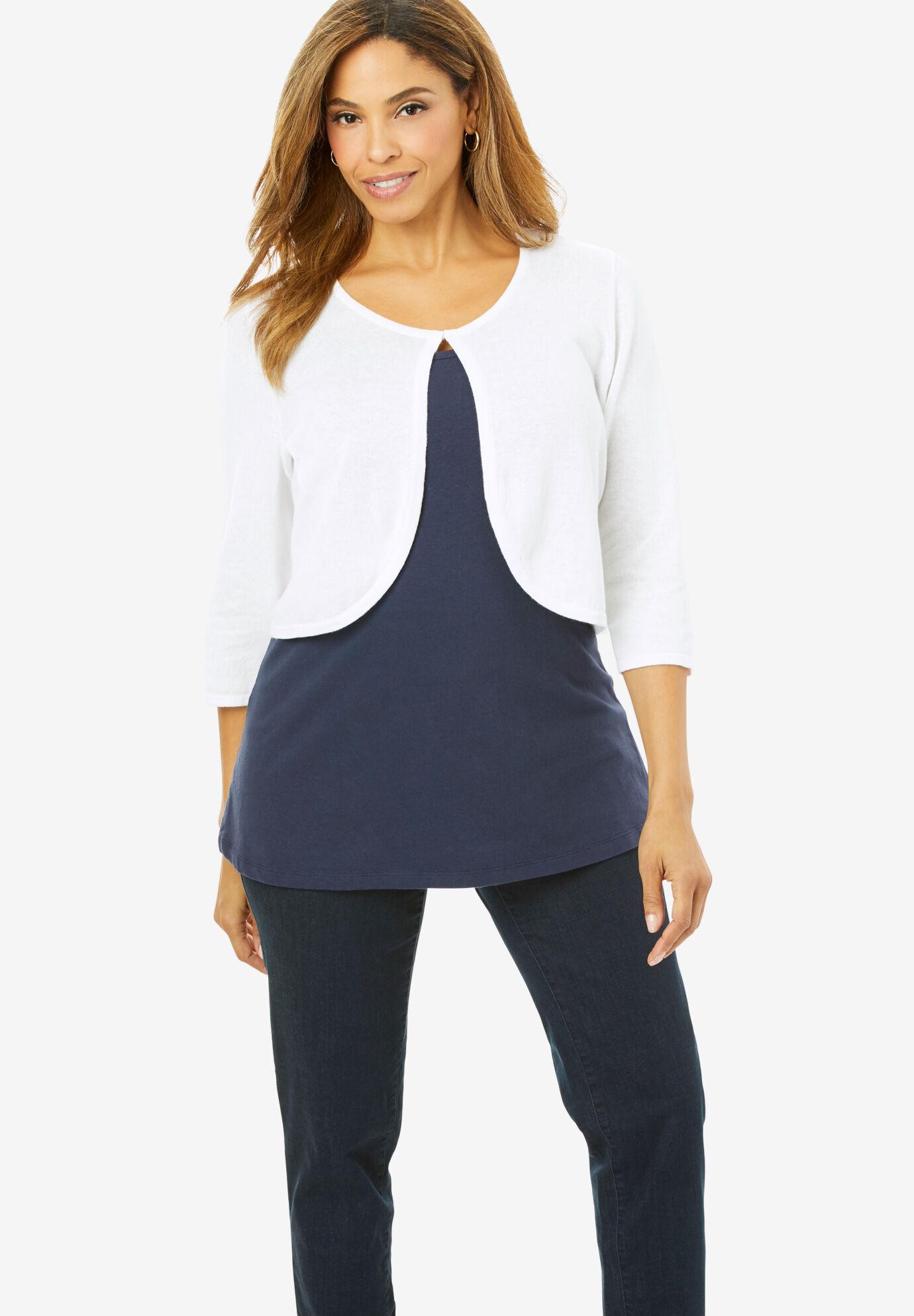 white shrug sweater plus size