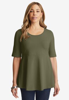 Stretch Cotton Peplum Tunic