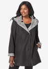 Reversible A-Line Raincoat, BLACK IVORY GLEN PLAID, hi-res image number null