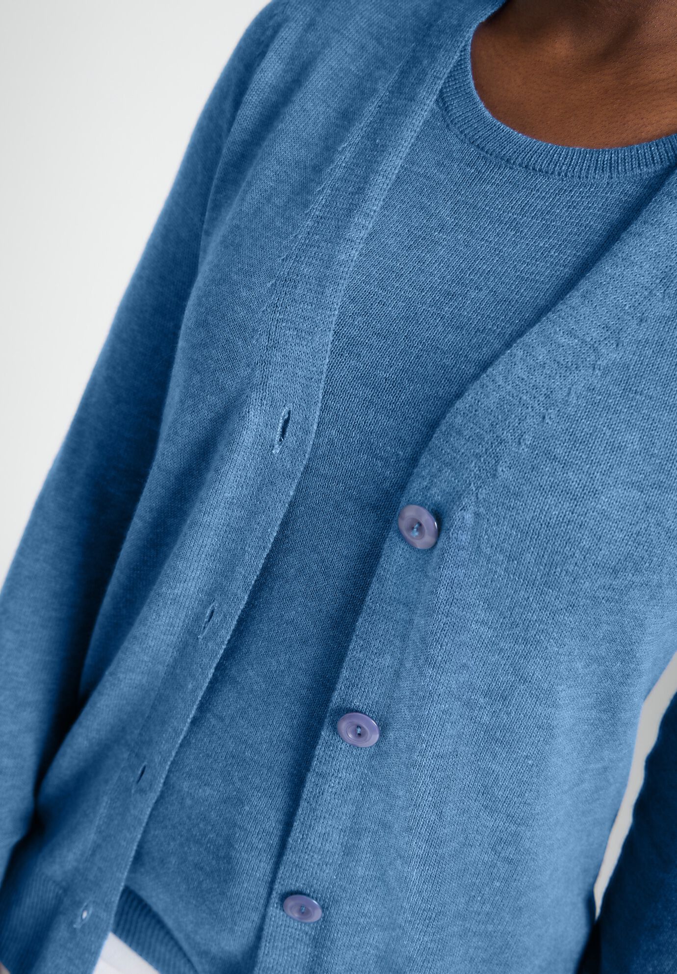 Button Front Cashmere Cardigan, DUSTY INDIGO, alternate image number 4