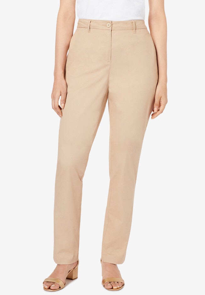 Stretch Cotton Chino Straight Leg Pant Woman Within