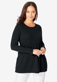 Ribbed Baby Doll Tunic Sweater