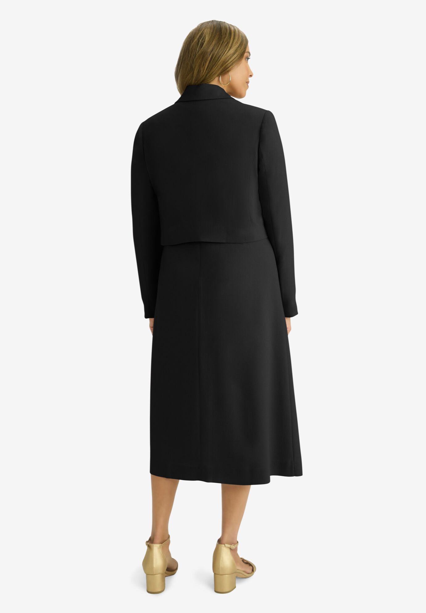 Cropped Jacket Dress, BLACK, on-hover image number 1