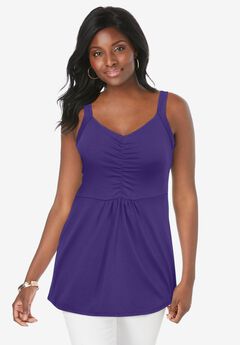 Stretch Cotton Shirred Tank
