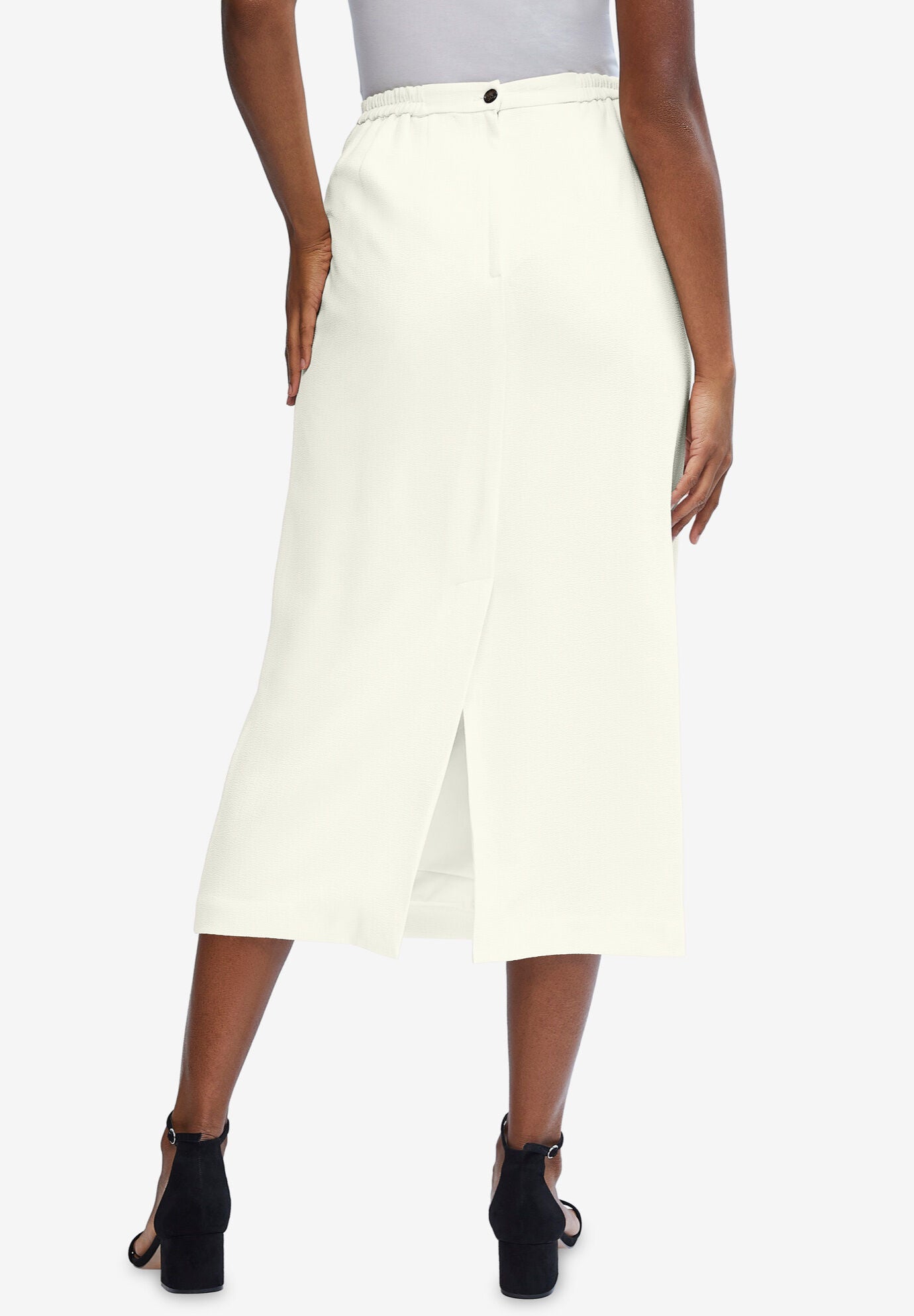 2-Piece Stretch Crepe Single-Breasted Skirt Suit, , alternate image number 3