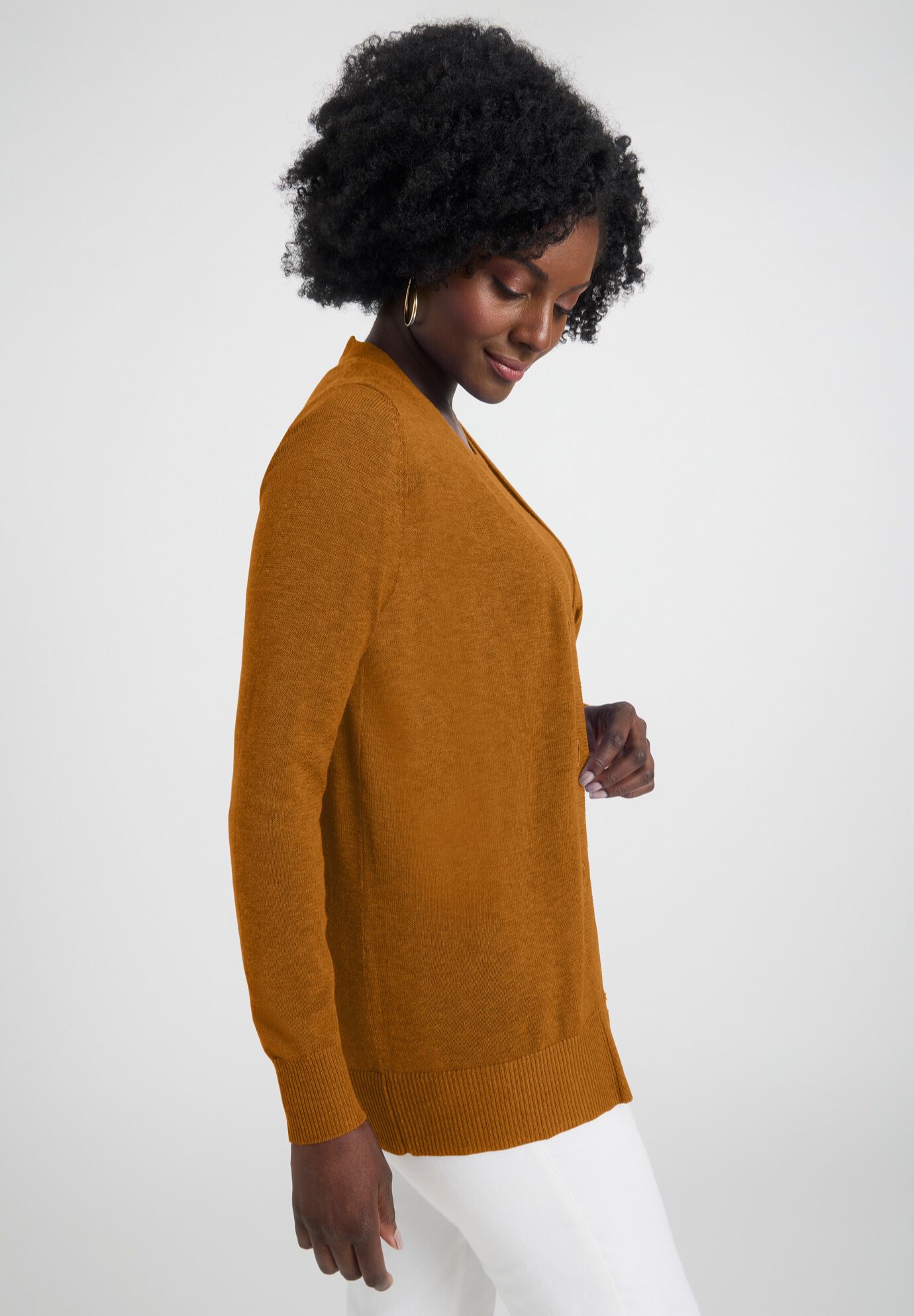 Button Front Cashmere Cardigan, CLOVE, alternate image number 3