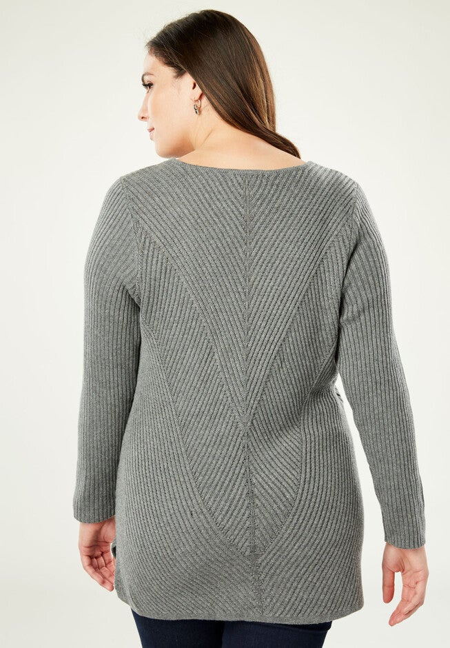 Ribbed Pullover Tunic Sweater, , on-hover image number 1