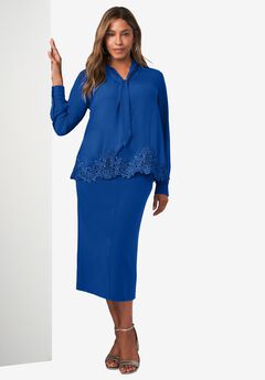 LACE TRIM BOW BLOUSE