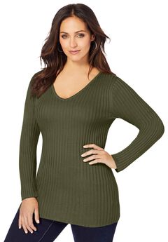 V-Neck Ribbed Sweater