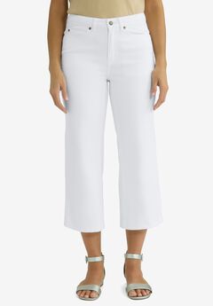 Classic Cotton Denim Wide Leg Crop Jean