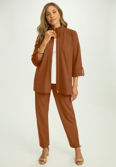 Knit Crepe Winged Collar Set