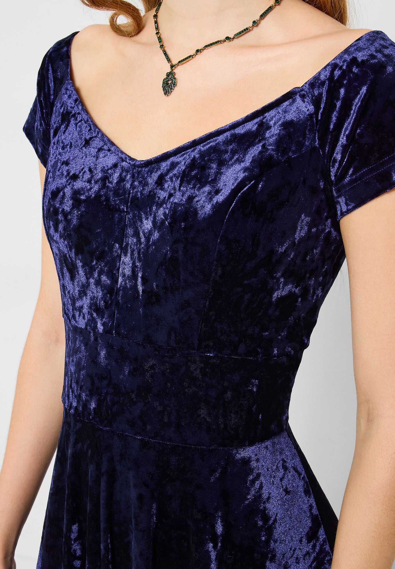 Crushed Velvet Sweetheart Midi Dress, MIDNIGHT BLUE, alternate image number 2