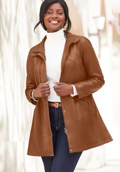 A-Line Zip Front Leather Jacket
