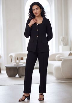 Stretch Crepe Square Neck Pantsuit
