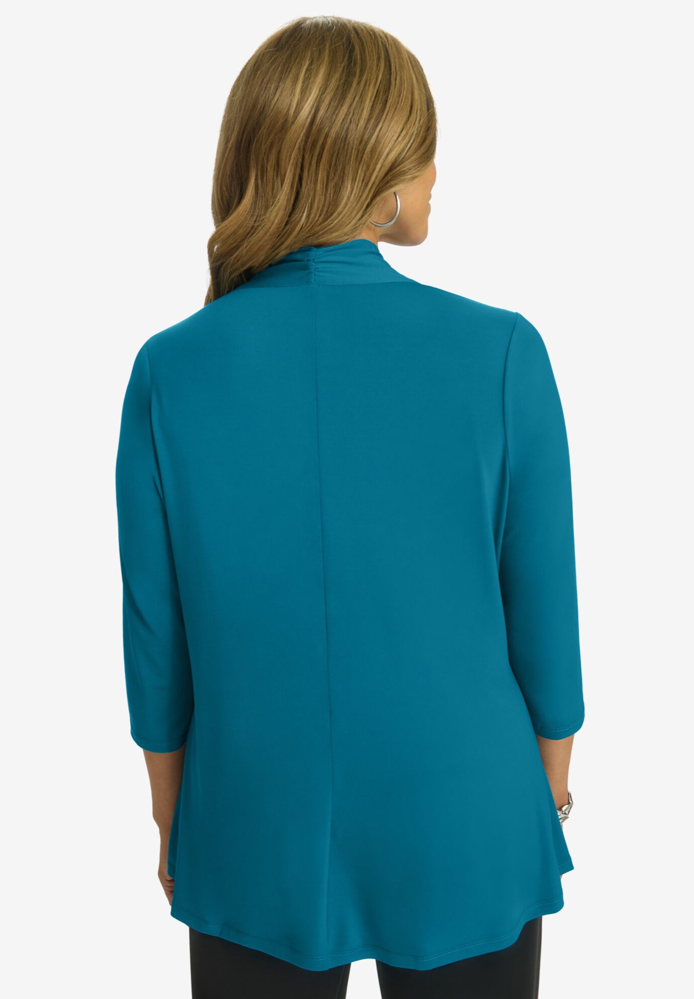 Stretch Ring Detail Tunic, DEEP TEAL, on-hover image number 1