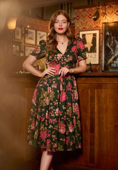 A-Line Button Front Midi Dress