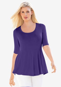 Stretch Cotton Peplum Tunic