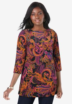 Stretch Cotton Boatneck Tunic