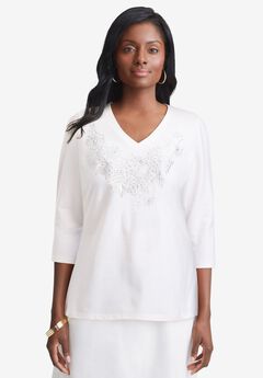 Stretch Cotton Embroidered Tee