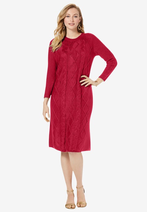 Cable Sweater Dress Plus Size Casual Dresses Woman Within