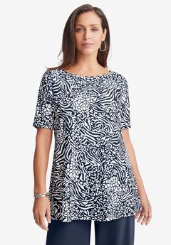 Plus Size Boat Neck Tunics