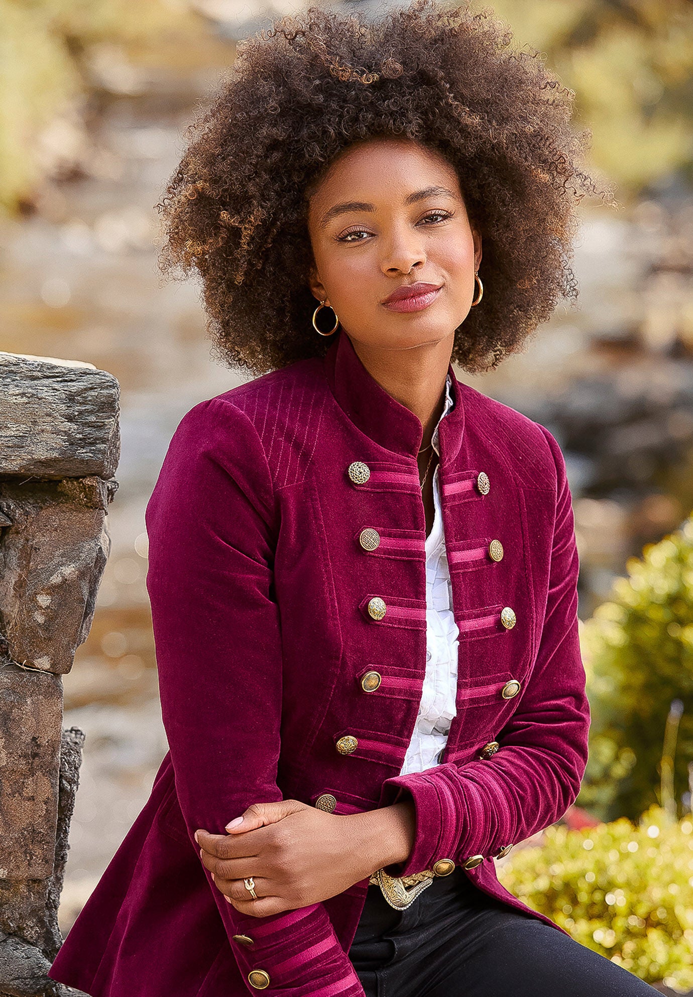 Faux Suede Military Jacket, MERLOT, hi-res image number 0