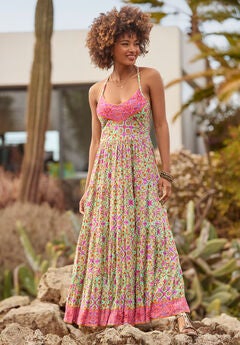 Abstract Sleeveless Maxi Dress