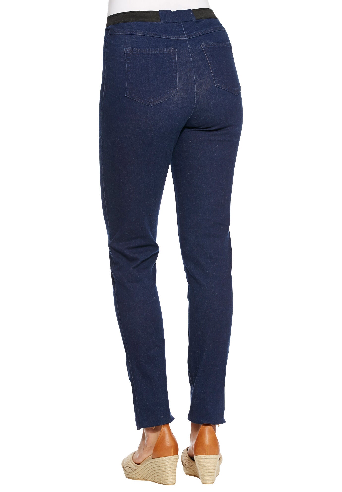 woman within denim leggings