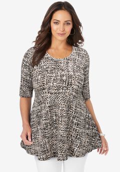 Stretch Cotton Peplum Tunic