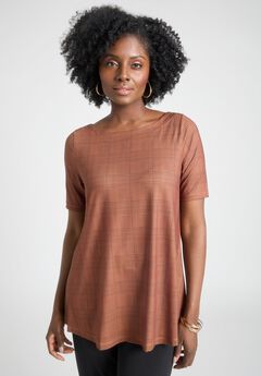 Stretch Knit Boatneck Swing Tunic