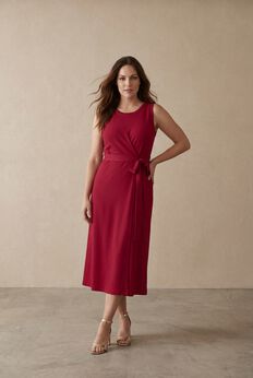 Tie-Front Wrap-Detail Sweater Dress