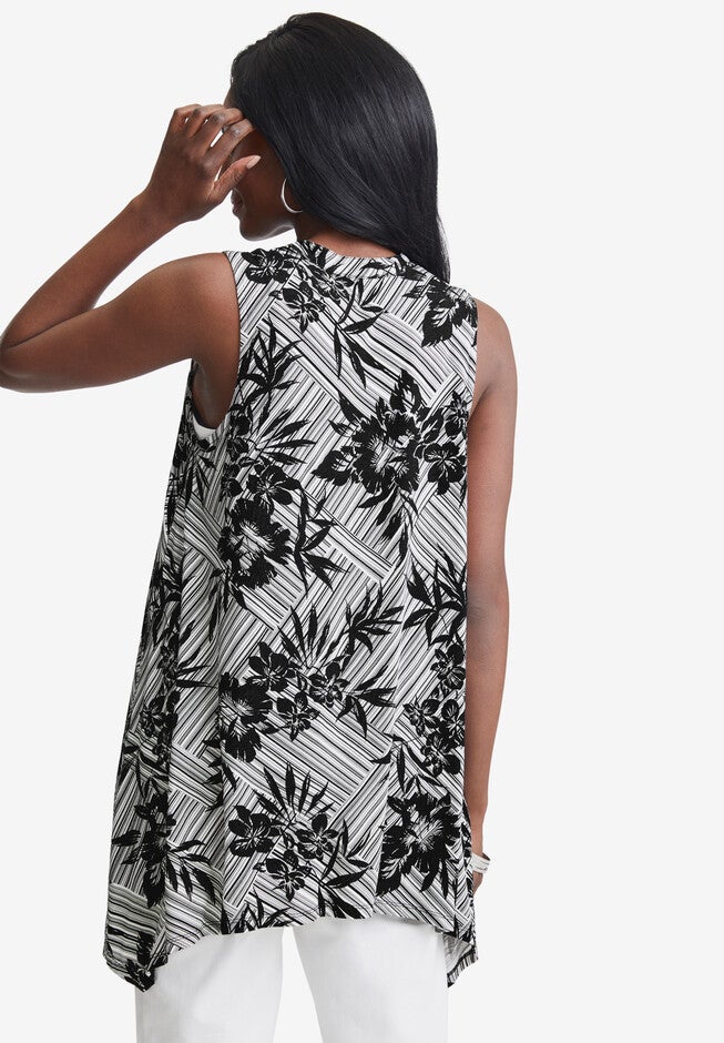 Stretch Knit Pointed Tunic, , on-hover image number 1