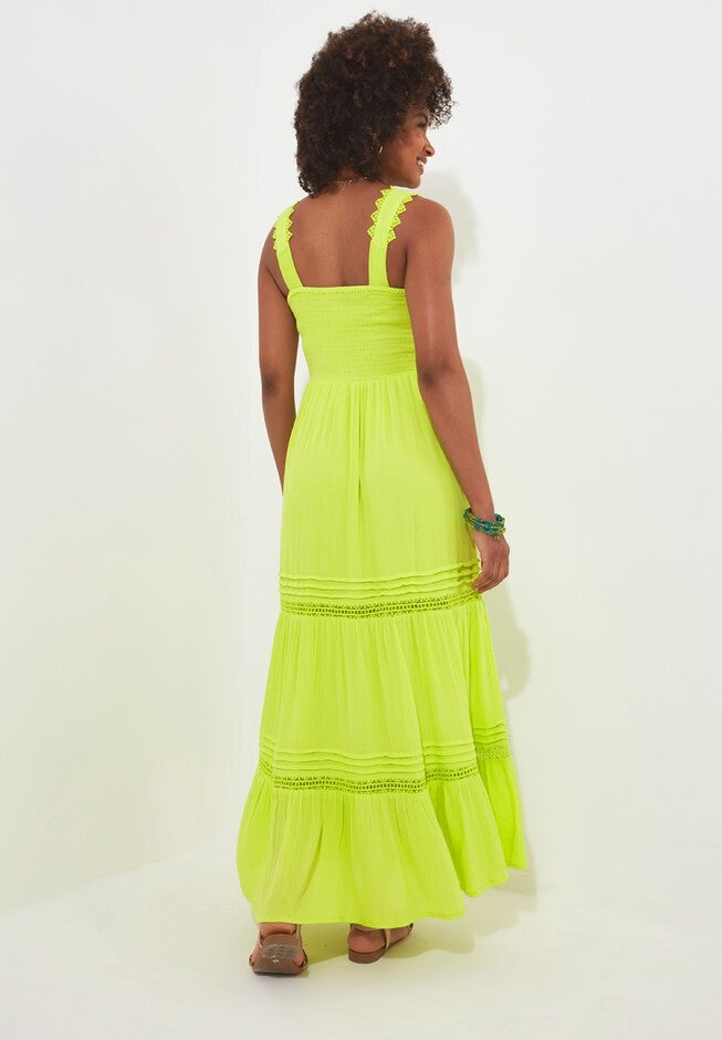 Square Neck Crinkle Maxi Dress, LIME, alternate image number null