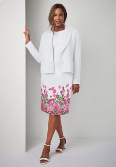 2-Piece Stretch Crepe Single-Breasted Jacket Dress