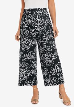 Stretch Knit Wide Leg Crop Pant