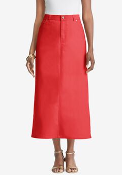 True Fit Stretch Denim Midi Skirt