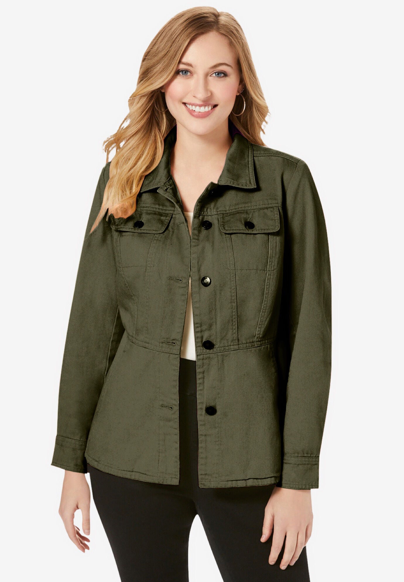 Denim olive green jacket store