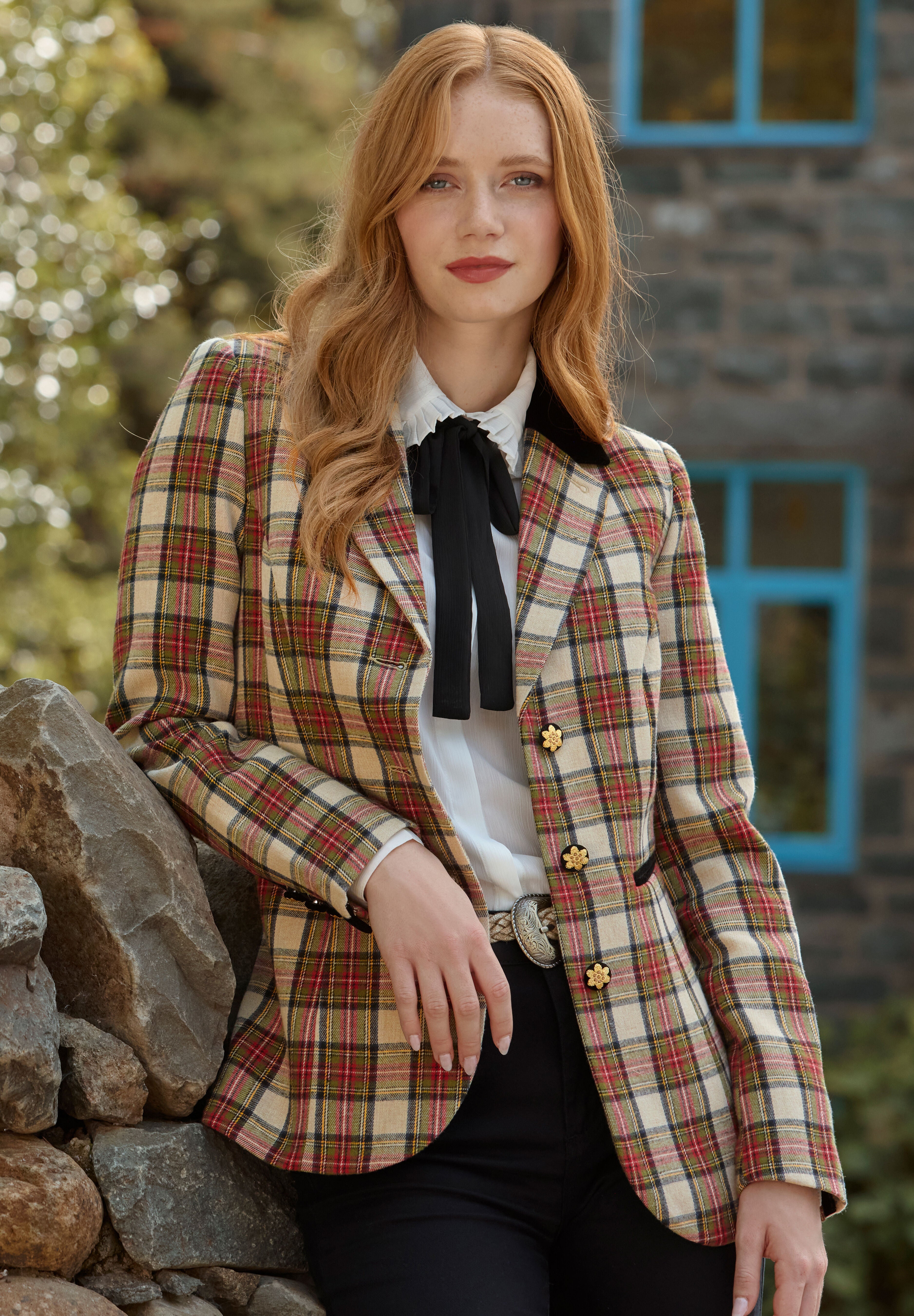 Holiday Plaid Blazer, RED CHECK PLAID, hi-res image number 0