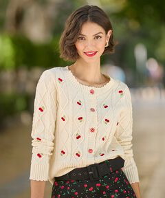 Embroidered Cable Cardigan