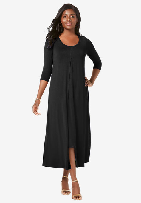 Double Layered Dress, BLACK, hi-res image number null