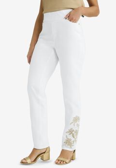 Comfort Waist Stretch Denim Straight Leg Jean