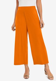 Stretch Knit Wide Leg Crop Pant