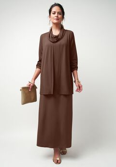 2-Piece Cowlneck Jacket Dress