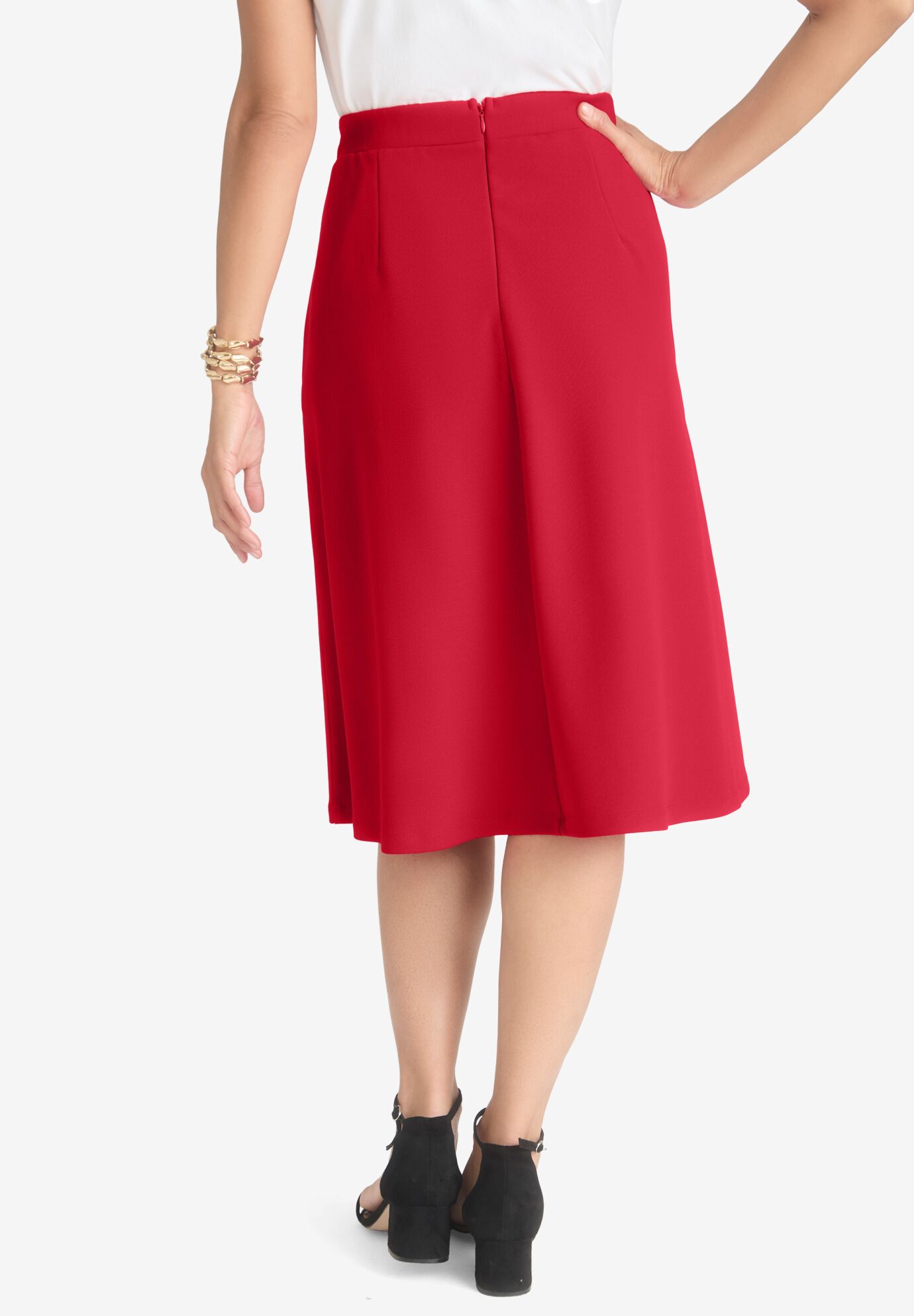 Knit Crepe Midi Flare Skirt, , on-hover image number 1