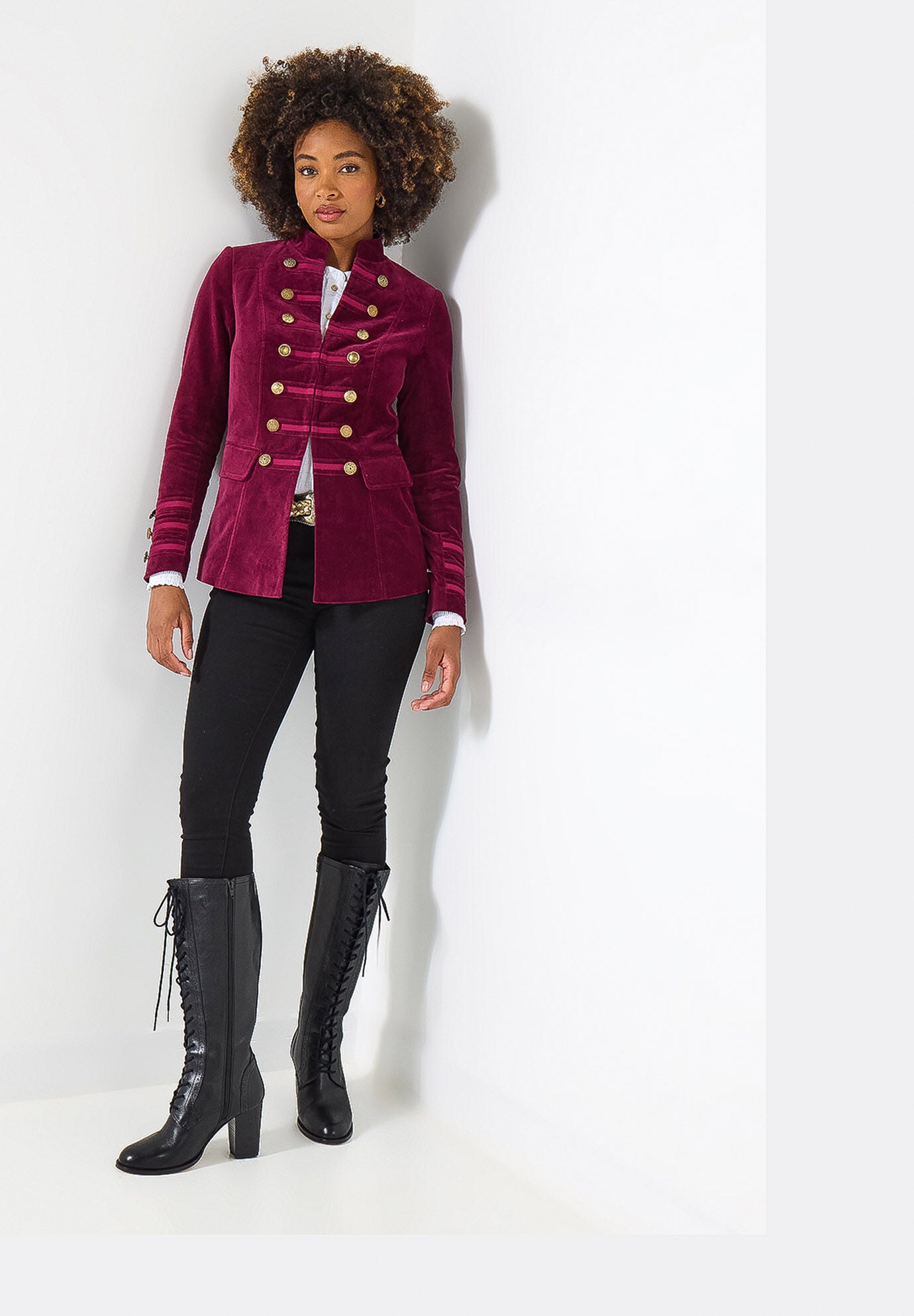Faux Suede Military Jacket, MERLOT, alternate image number 4