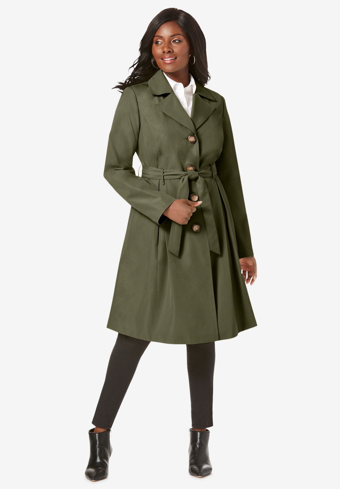 Jessica London Women s Plus Size Pleated Trench Coat
