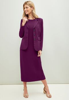 2-Piece Stretch Crepe Single-Breasted Maxi Jacket Dress