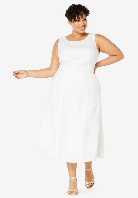 Linen Fit & Flare Dress, , alternate image number null