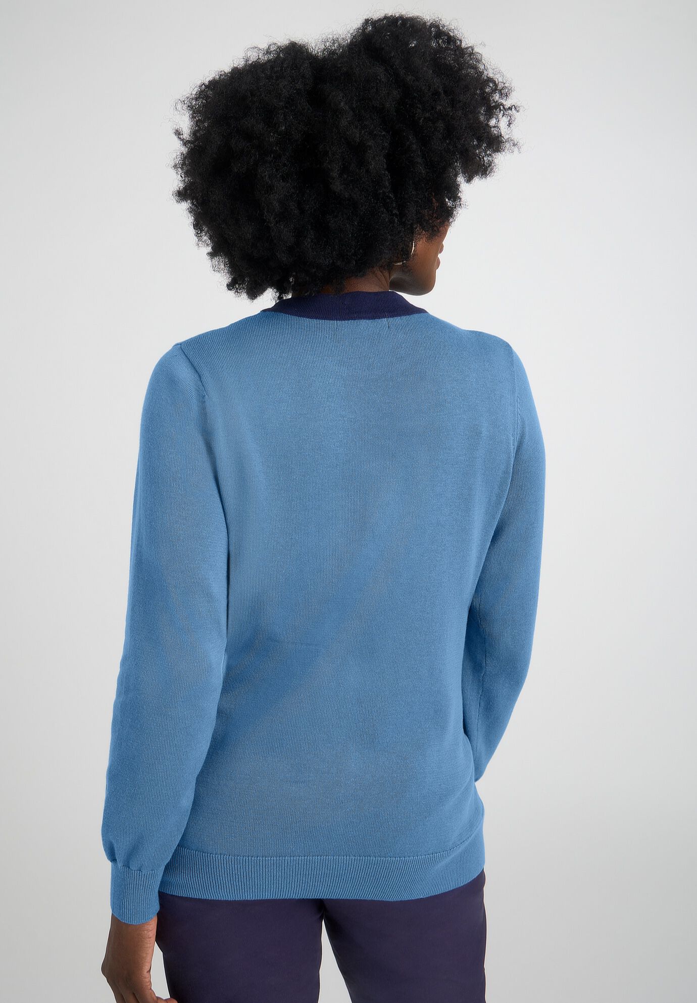 Tie-Neck Sweater, DUSTY INDIGO, alternate image number 2