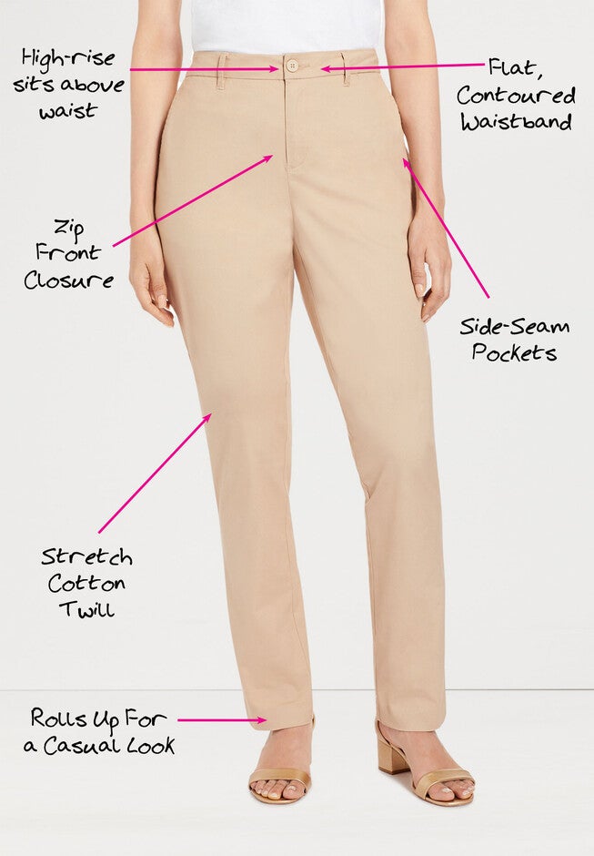 Stretch Cotton Chino Straight Leg Pant Woman Within